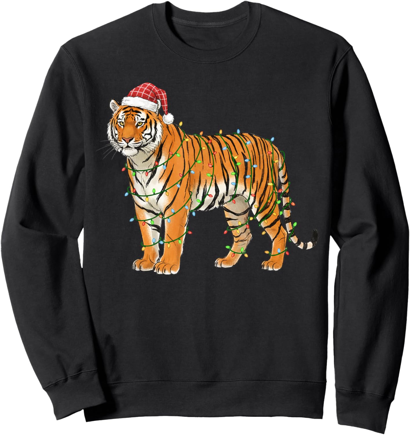 Christmas Bengal Tiger Holiday Festive Animal Sweatshirt - Sweatshirt | Black