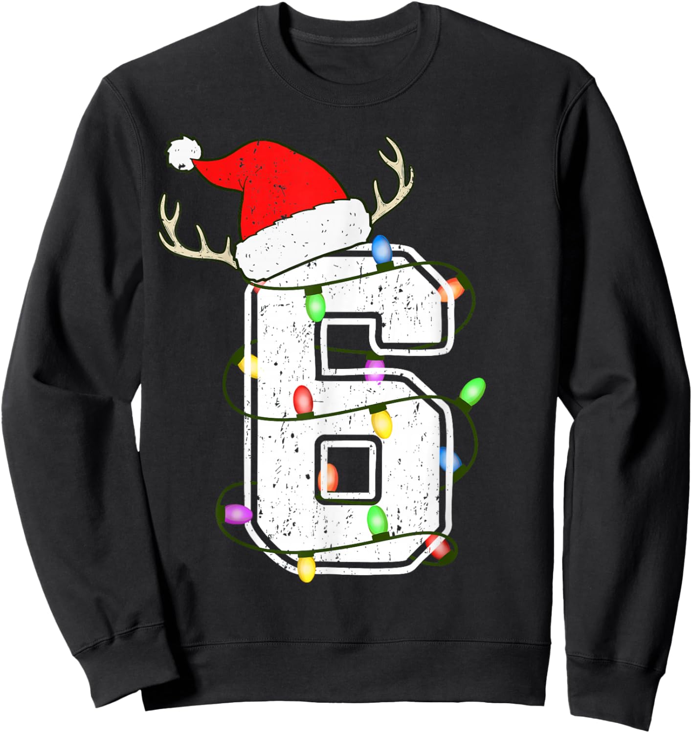 Number 6 6th Birthday Boy Six Christmas Happy Birthday Kids Sweatshirt - Sweatshirt | Black