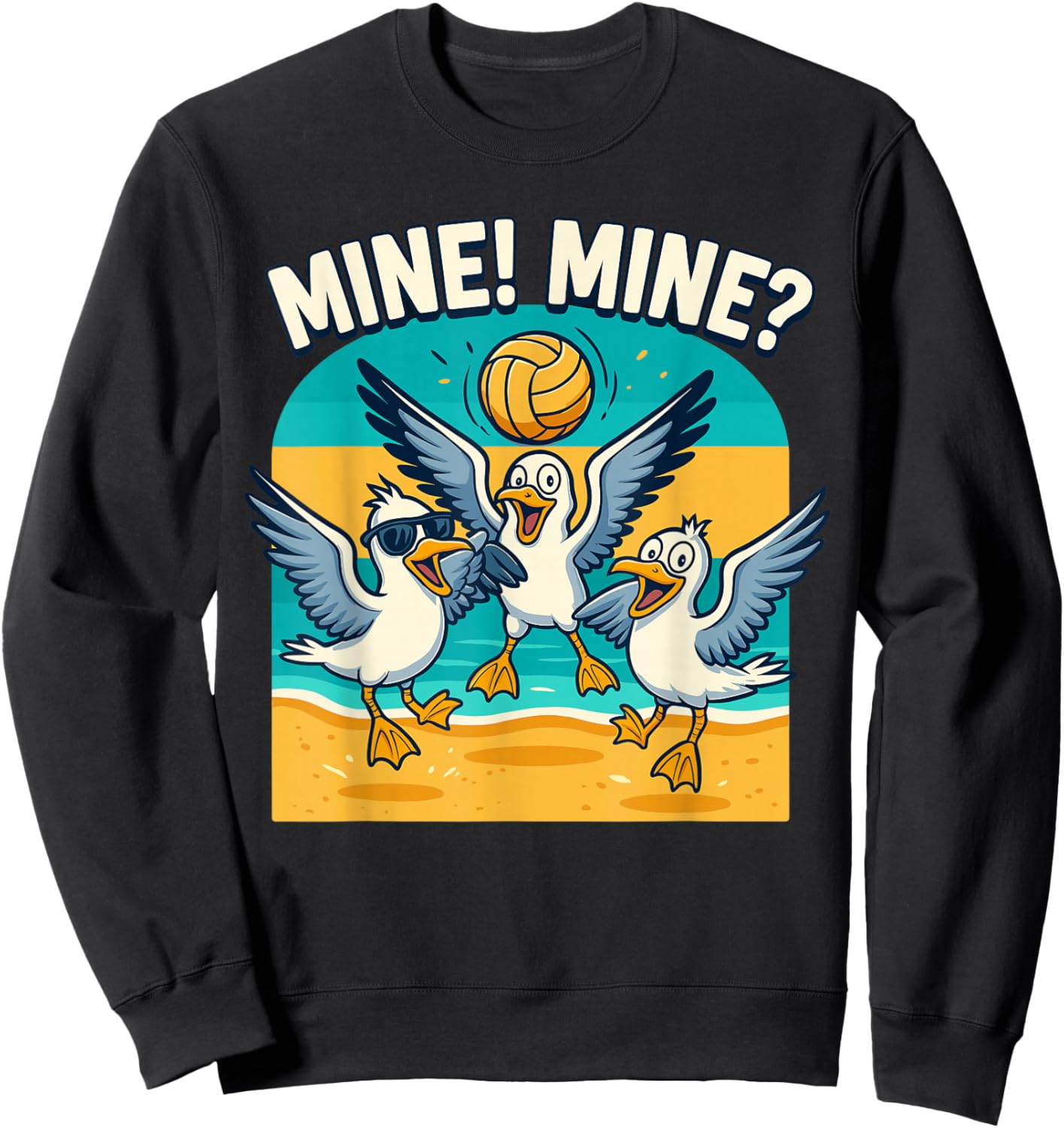 Volleyball Costume for Girls Women, Volleyball Seagull Mine Sweatshirt - Sweatshirt | Black