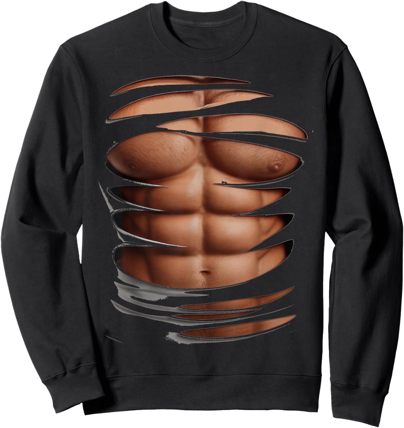 Six Pack Abs Bodybuilder Costume Fake abs Funny Muscle Gym Sweatshirt - Sweatshirt | Black