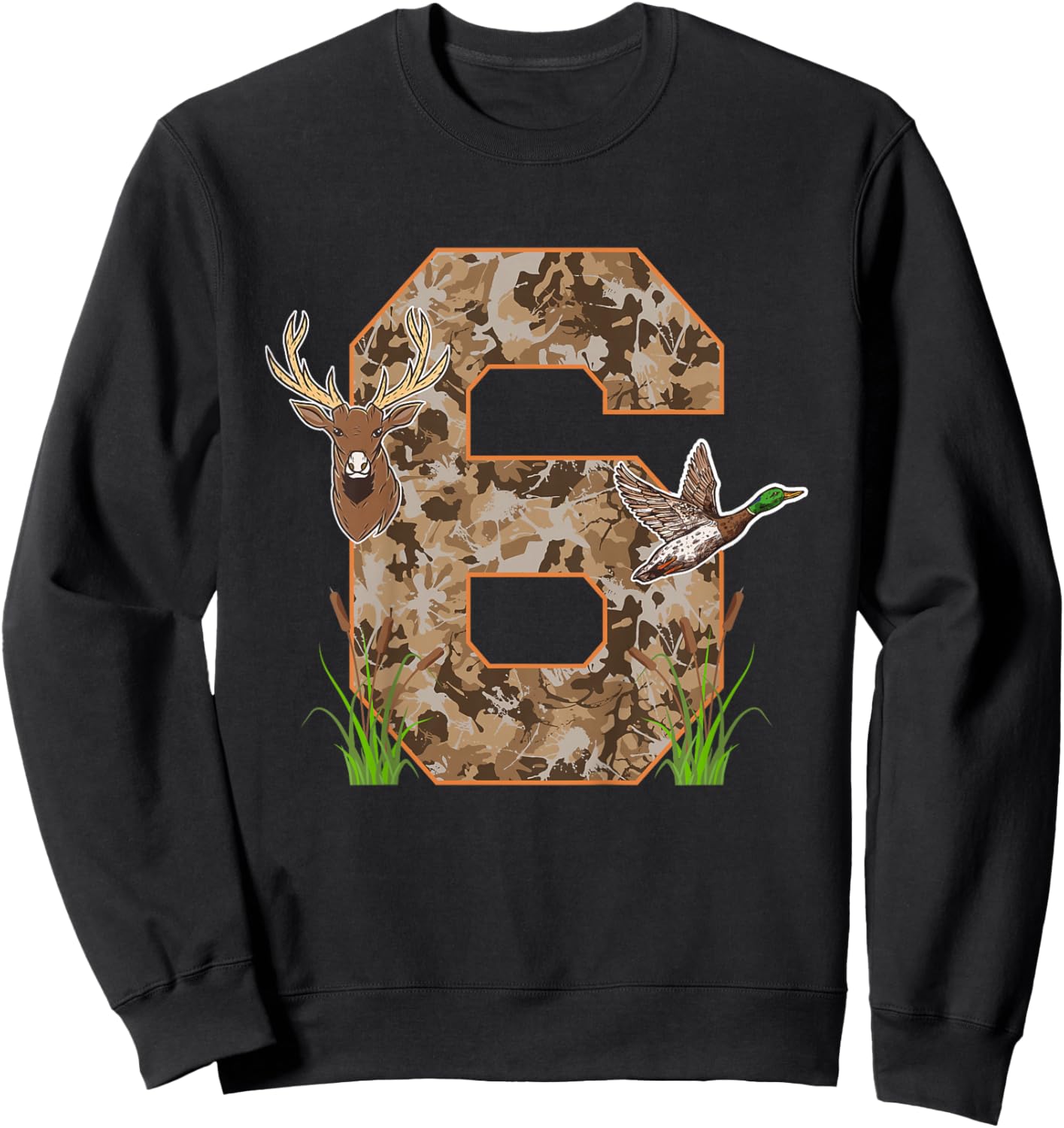 6th Hunting Birthday 6 Year Old Hunter Birthday Party Sweatshirt - Sweatshirt | Black