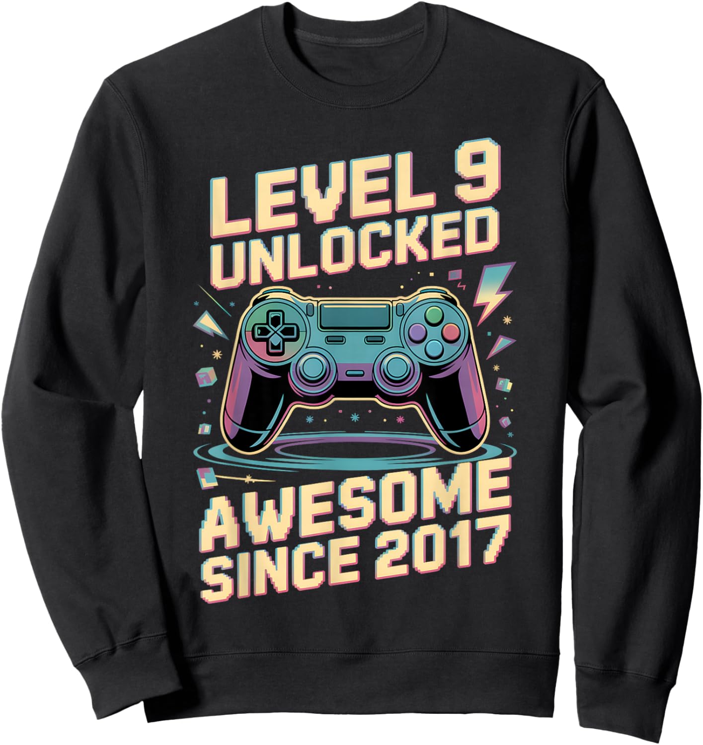 9th Birthday Boy Gift Level 9 Gamer 2017 9 Year Old Party Sweatshirt - Sweatshirt | Black