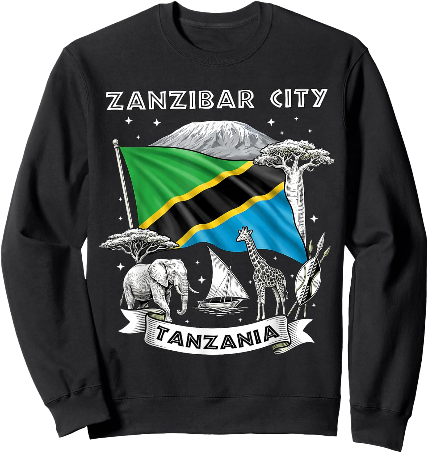 Zanzibar City Tanzania African Metropolis Graphic Sweatshirt - Sweatshirt | Black