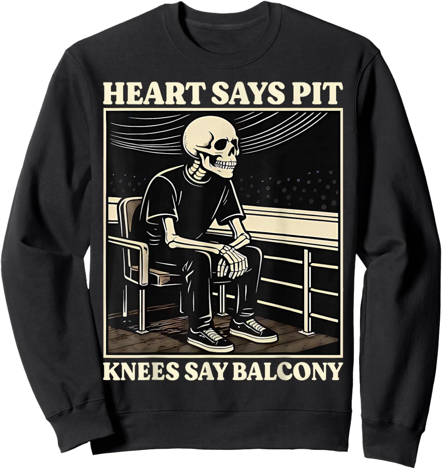 Retro Heart Says Pit Knees Say Balcony Men Sweatshirt - Sweatshirt | Black