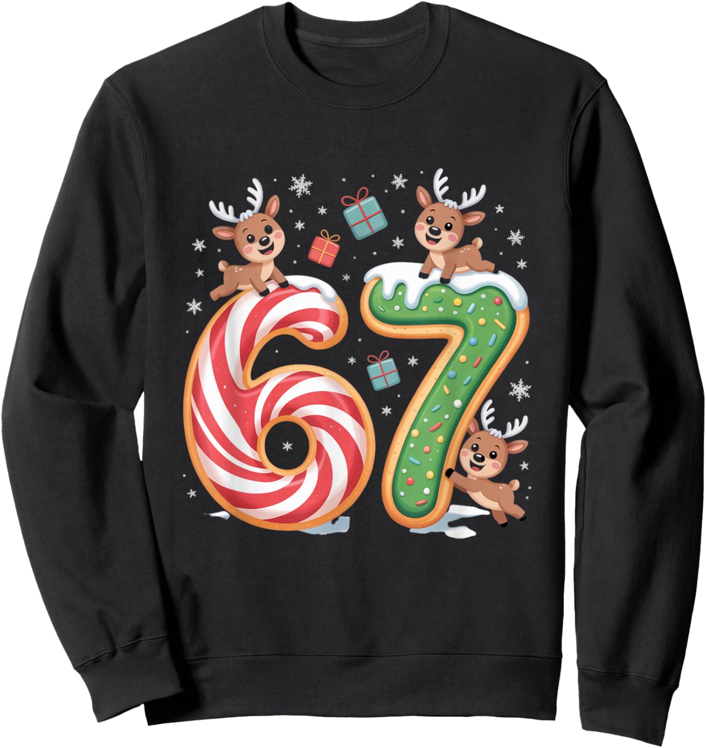 Christmas 67 Funny Xmas Six Seven Ugly Sweater 6-7 Sweatshirt - Sweatshirt | Black