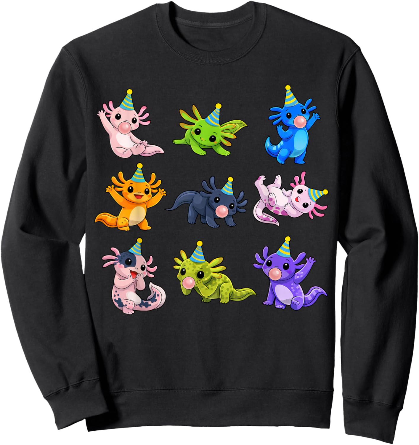 Cute Axolotl Birthday Party Funny Animals Birthday Boys Kids Sweatshirt - Sweatshirt | Black