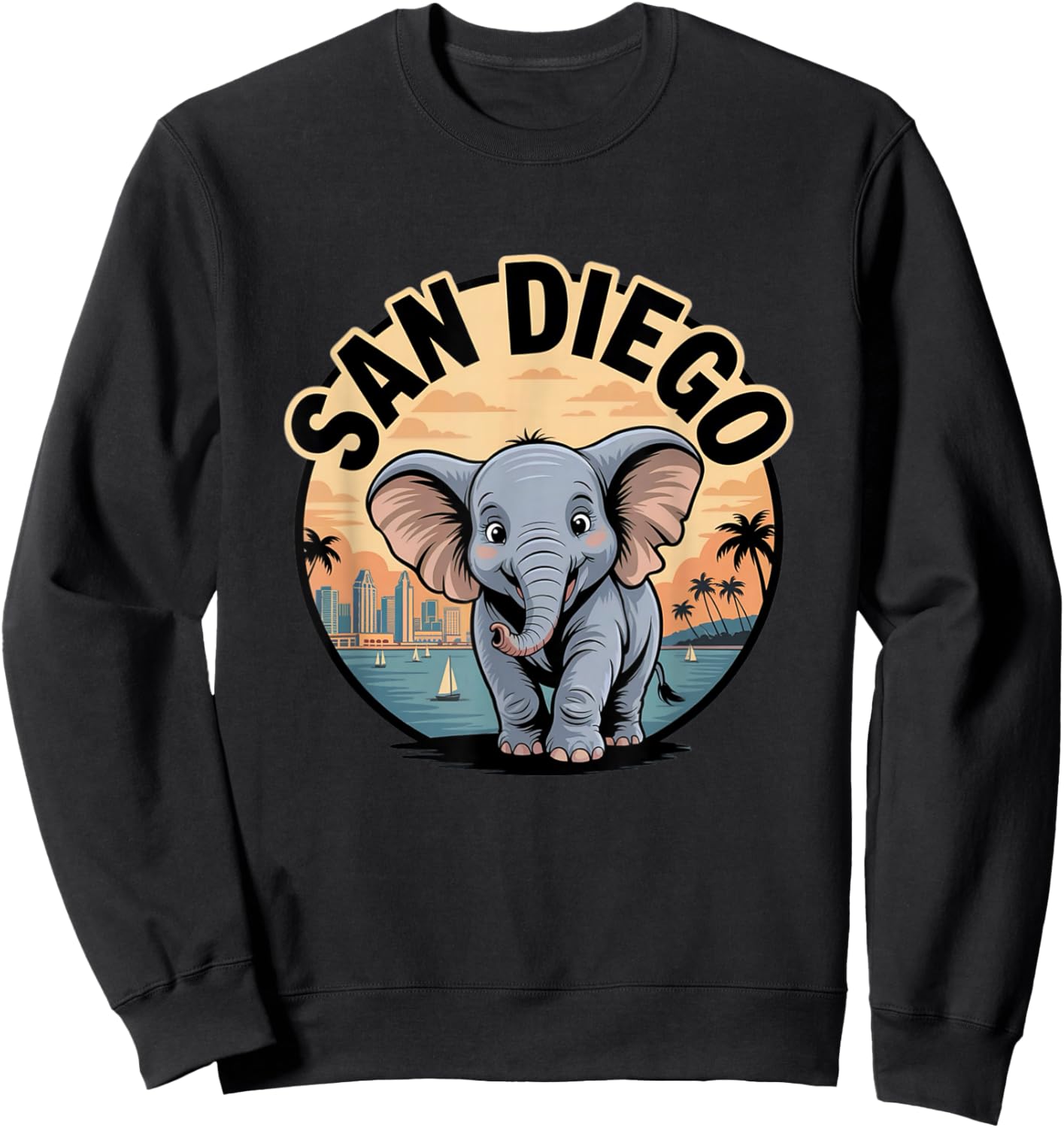 San Diego Elephant Cute Animal City Zoo Park Sweatshirt - Sweatshirt | Black