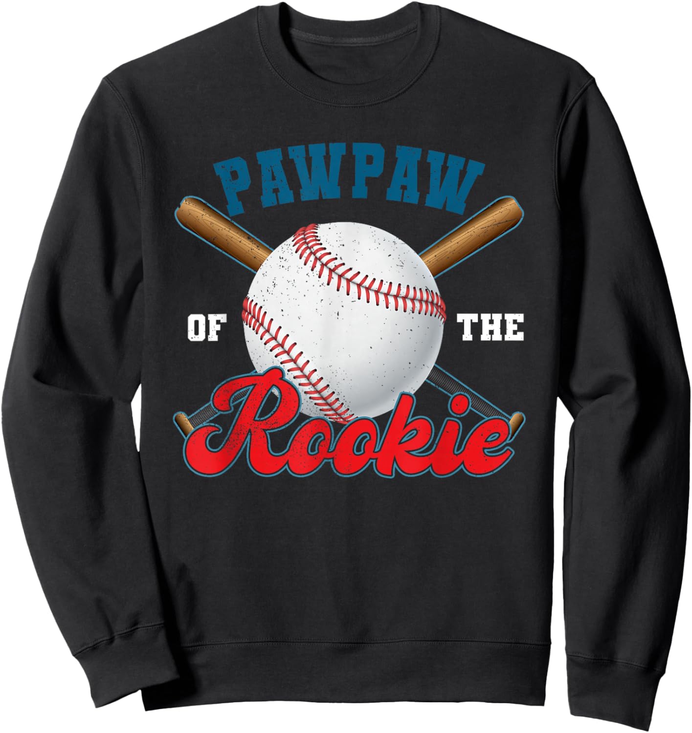 Pawpaw Rookie of Year 1st Birthday Baseball Theme Matching Sweatshirt - Sweatshirt | Black
