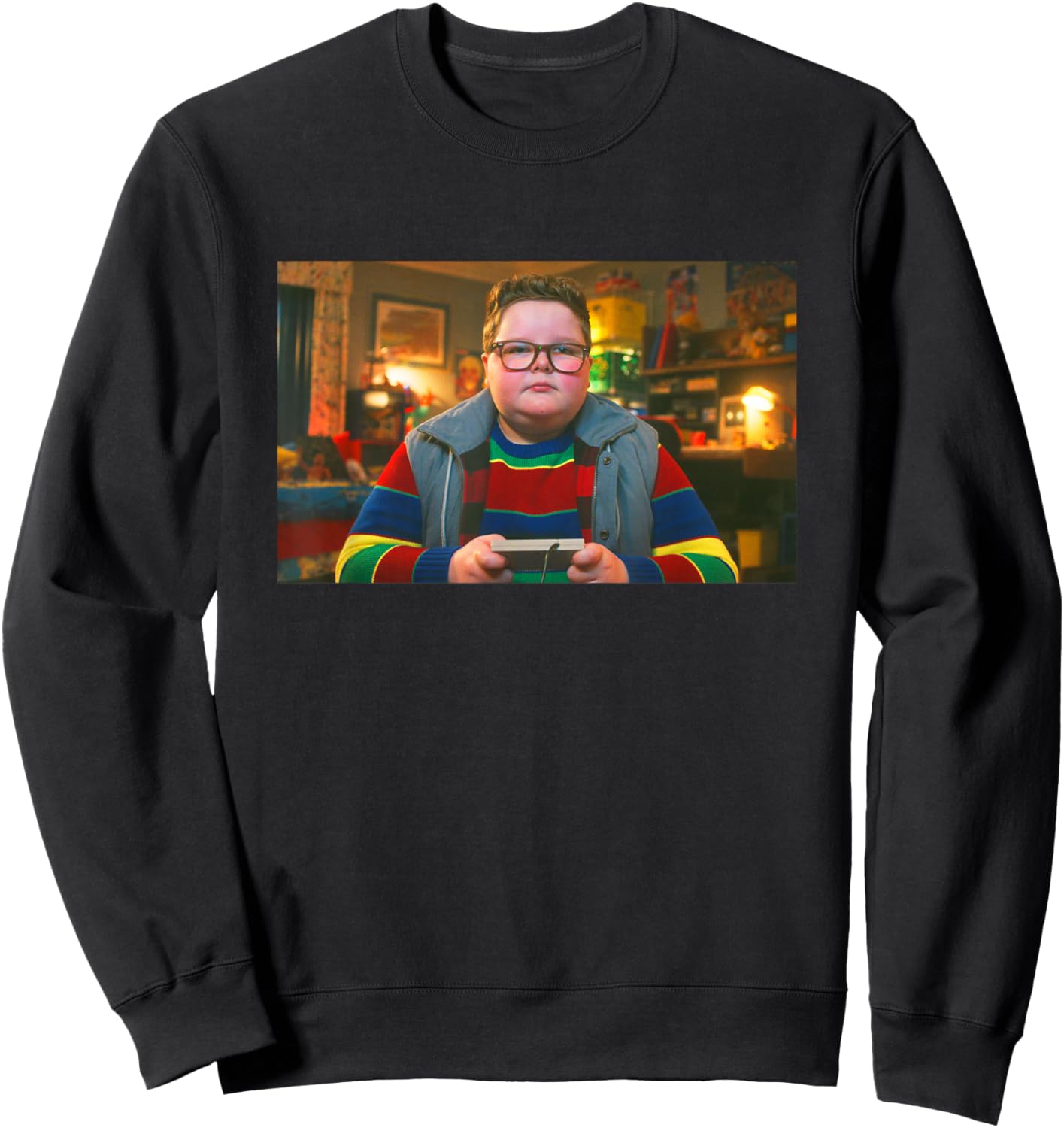 Stranger Things Derek Turnbow Playing NES Video Games Sweatshirt - Sweatshirt | Black