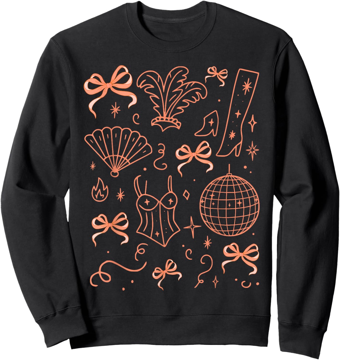 Vintage Disco Ball Aesthetic Coquette Bow Party Sweatshirt - Sweatshirt | Black