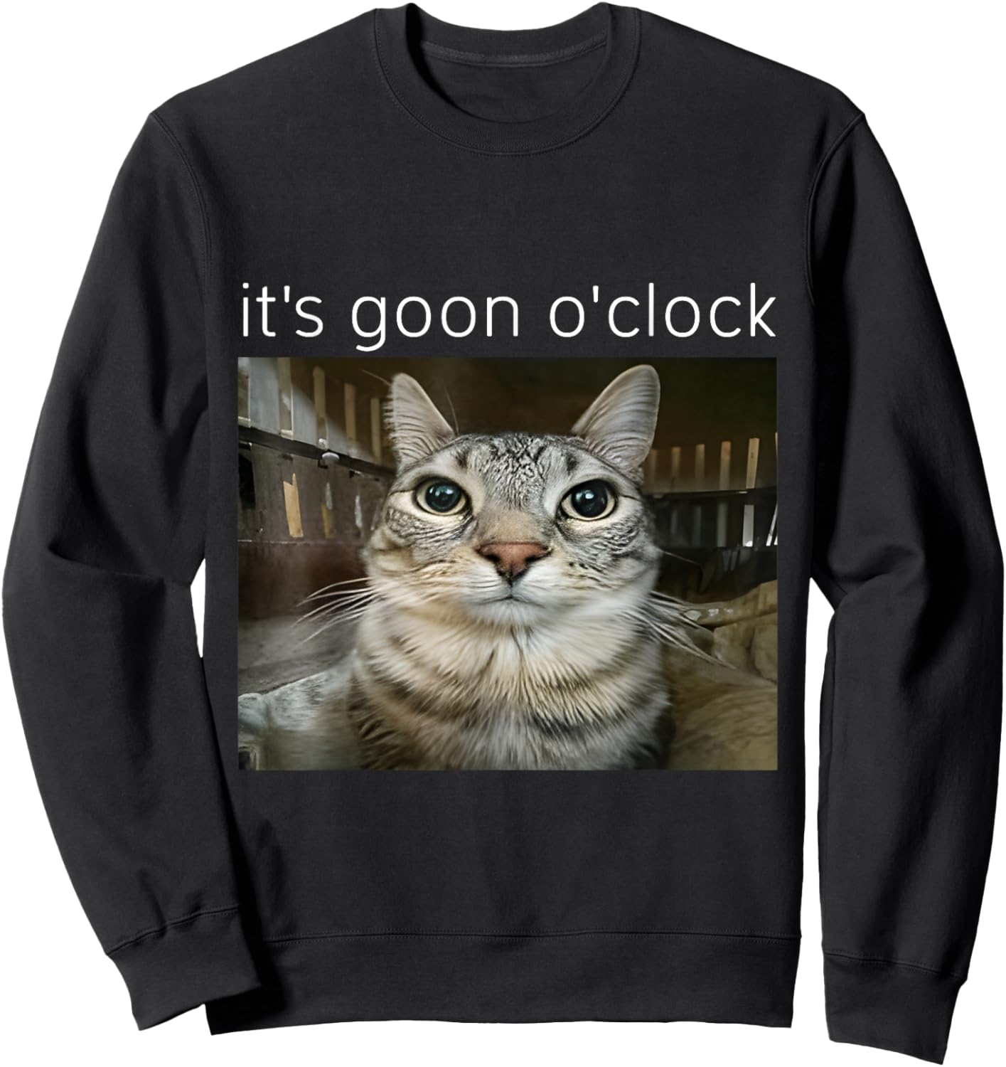 It's Goon O'clock Funny Kitten Cat Meme Gen Z Humor Sweatshirt - Sweatshirt | Black