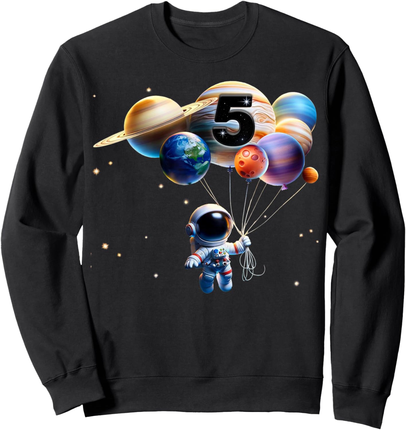 5 Years Old Birthday Boy Gifts Astronaut Planet 5th Five Sweatshirt - Sweatshirt | Black