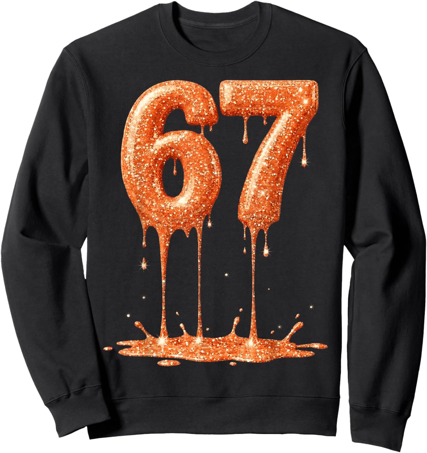 Funny Six Seven 6 7 Meme Orange Dripping 6-7 Youth 67 Drip Sweatshirt - Sweatshirt | Black