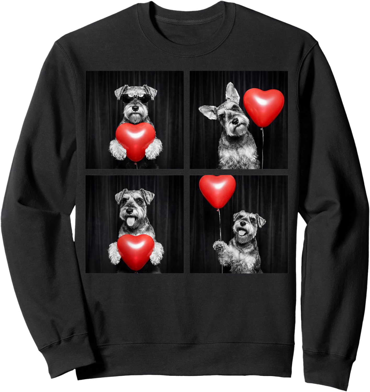 Funny Schnauzer Photobooth Dog Lover Design Valentines Sweatshirt - Sweatshirt | Black