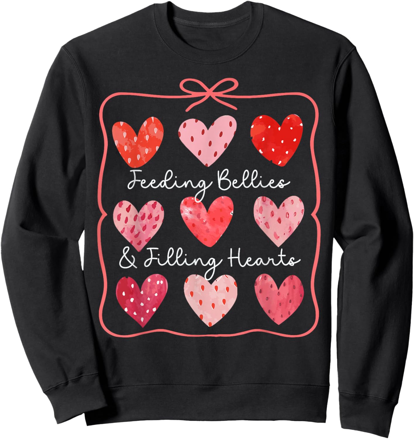 Lunch Lady Valentines Day Cafeteria Strawberry Sweethearts Sweatshirt - Sweatshirt | Black