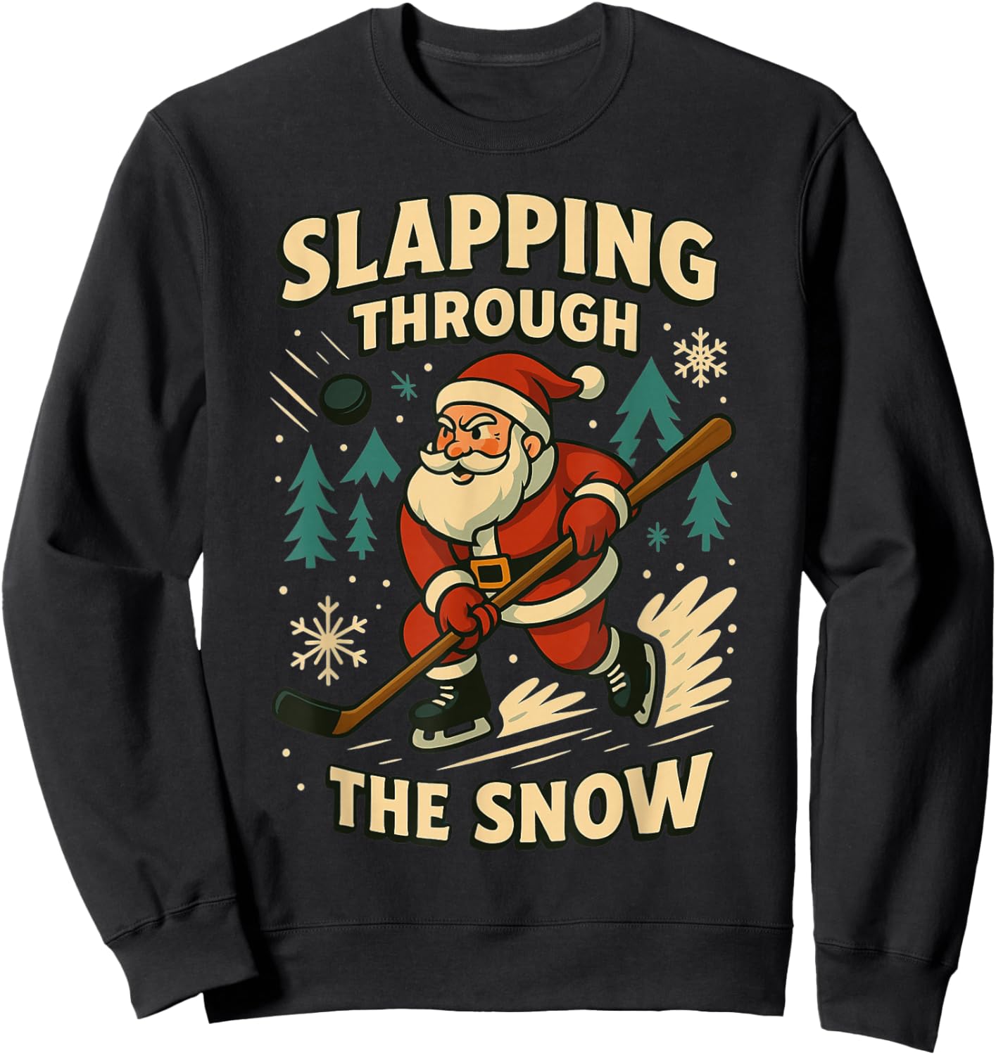 Santa Ice Hockey Funny Christmas Winter Xmas Men Boys Kids Sweatshirt - Sweatshirt | Black