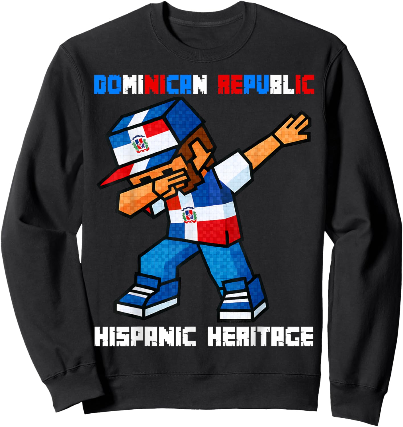 Dominican Republic Dab Boy Game Pixel Hispanic Heritage Kids Sweatshirt - Sweatshirt | Black