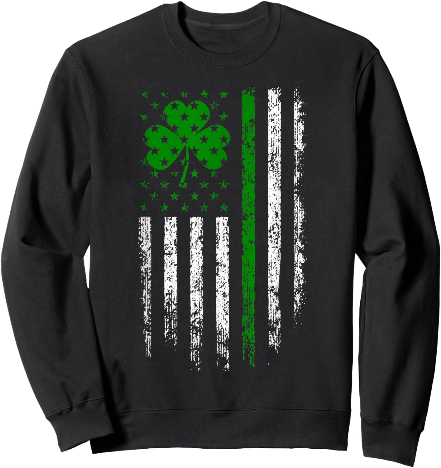 US American Flag with Shamrocks for St Patricks Day Irish Sweatshirt - Sweatshirt | Black