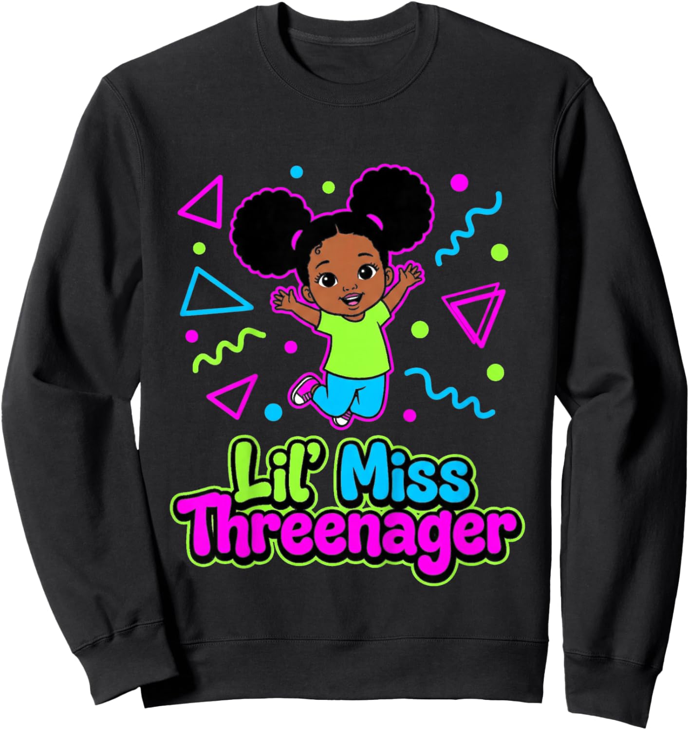 3rd Birthday Girl Sassy Toddler Lil Miss Threenager Sweatshirt - Sweatshirt | Black
