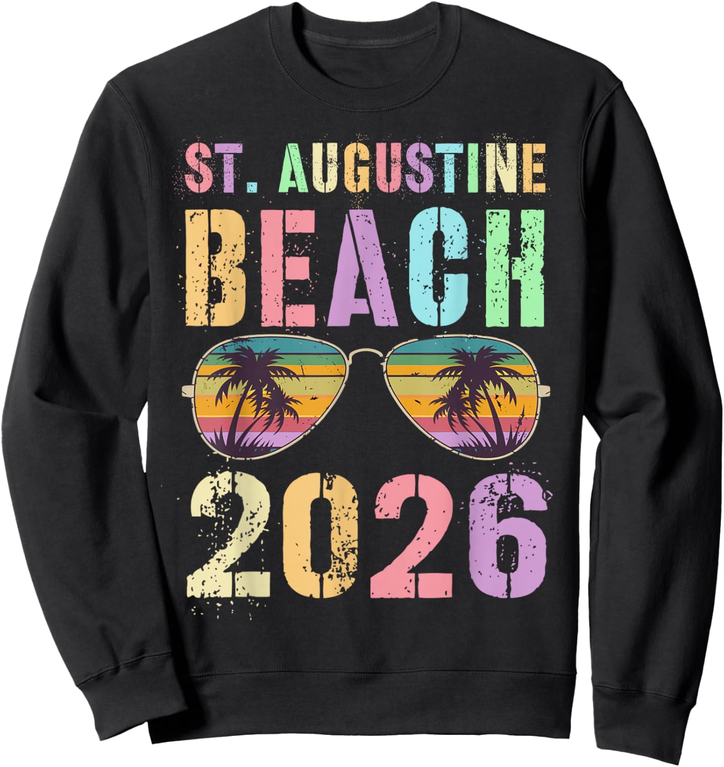 Cute ST Augustine Beach 2026 Vacation Swimming Trip Matching Sweatshirt - Sweatshirt | Black