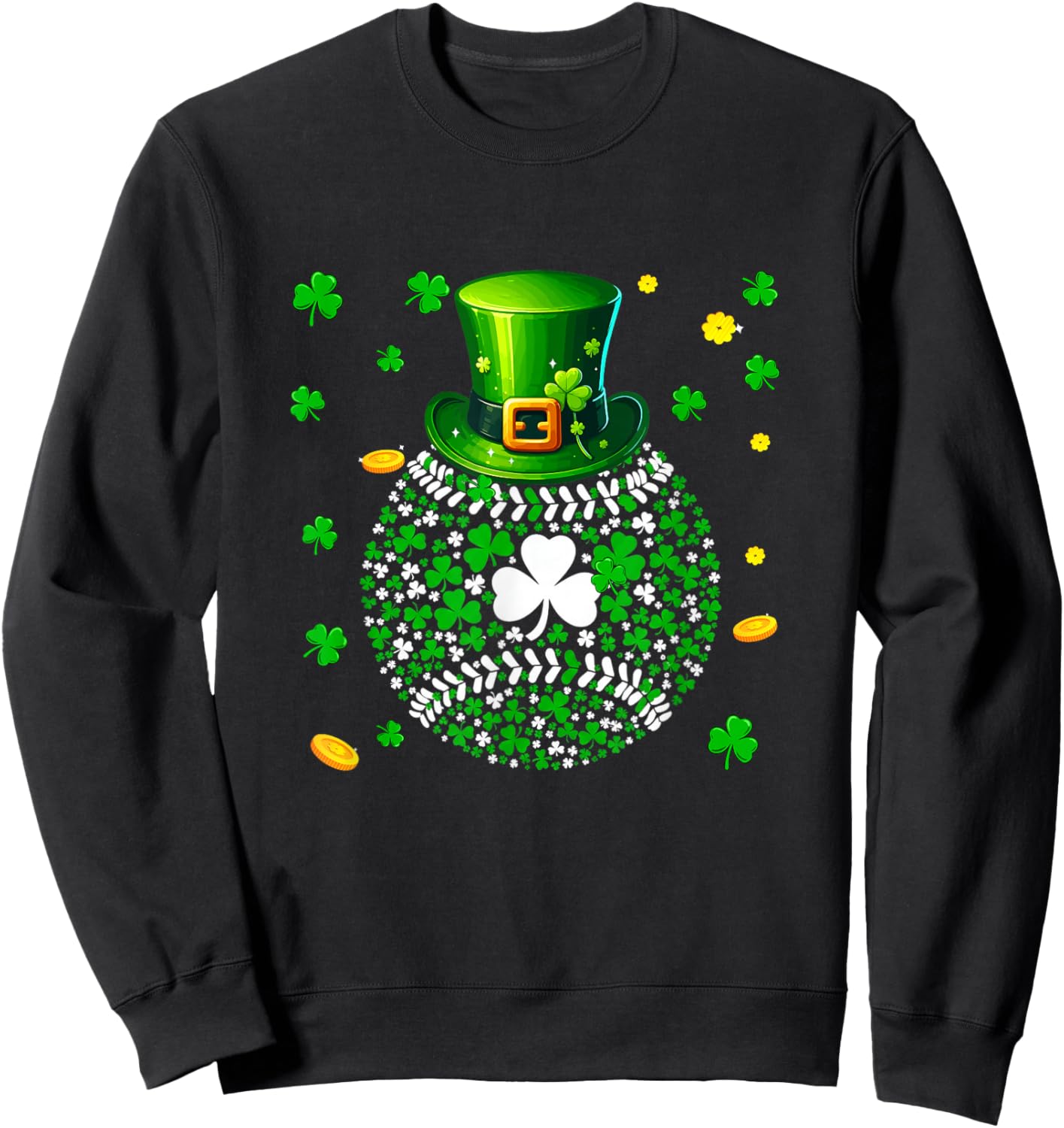 Baseball Ball St. Patrick's Day Costume Player Fan Team Sweatshirt - Sweatshirt | Black