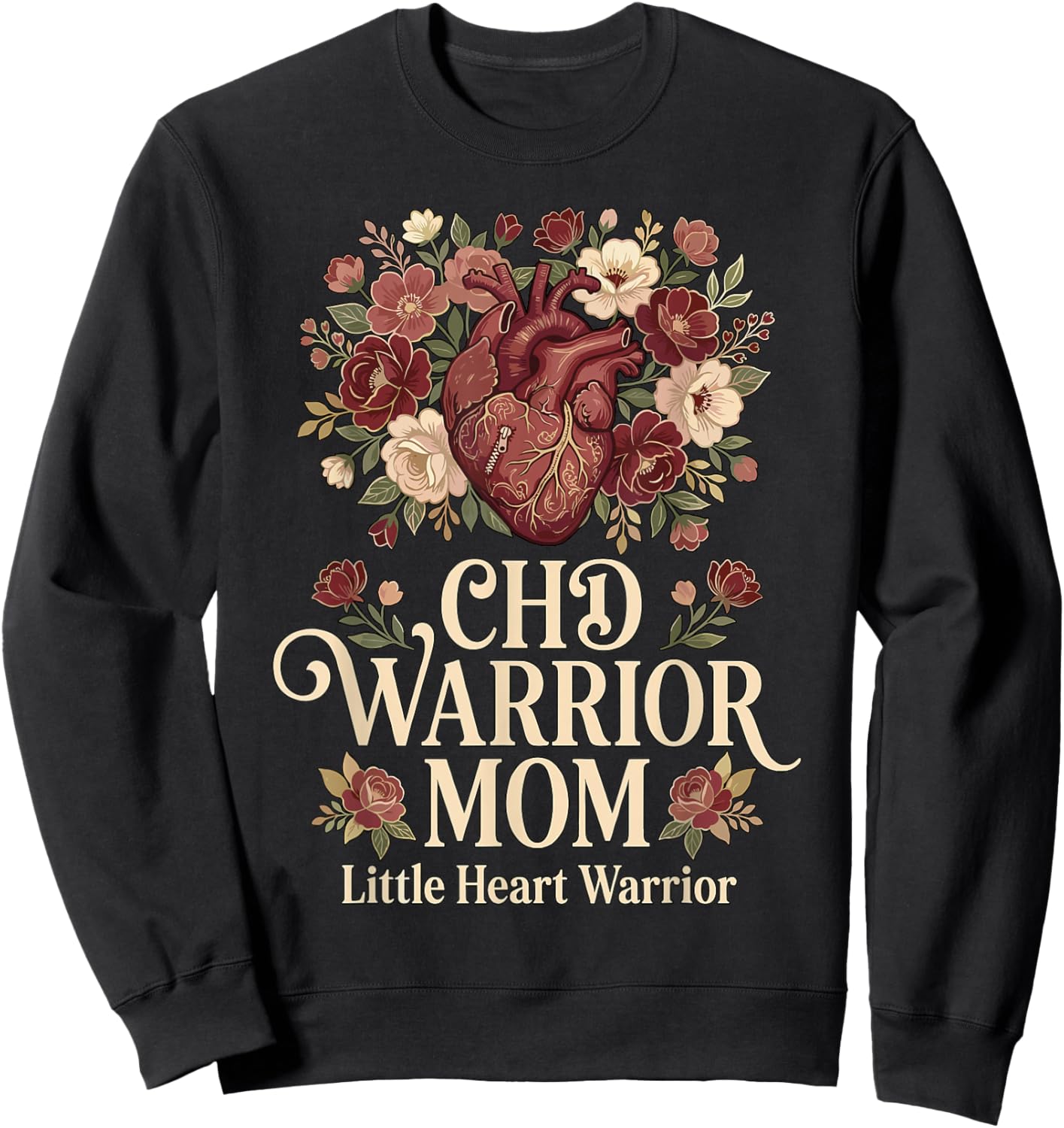 CHD Warrior Mom Congenital Heart Defect Disease Awareness Sweatshirt - Sweatshirt | Black