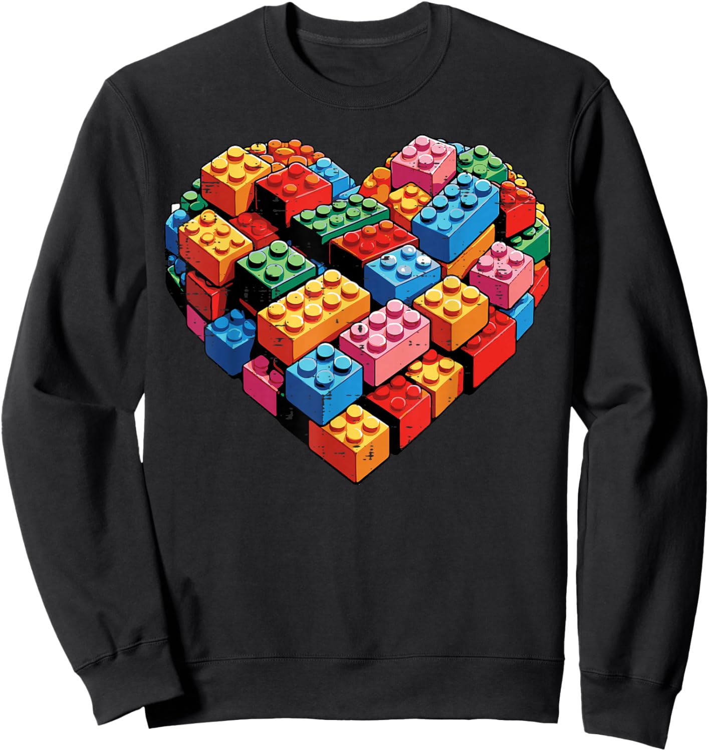 Valentines Day Heart Building Blocks Bricks Boys Kid Toddler Sweatshirt - Sweatshirt | Black