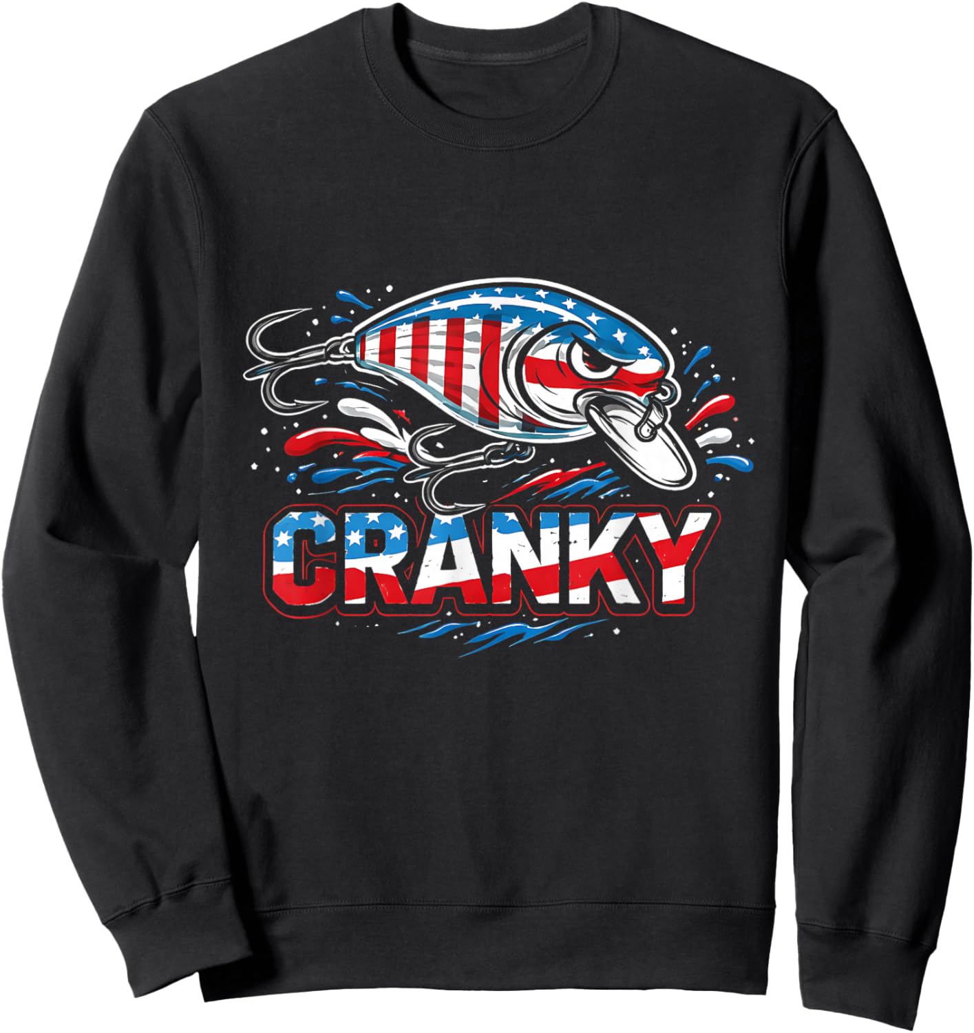 Cranky USA crankbait Fishing Father Day Sweatshirt - Sweatshirt | Black