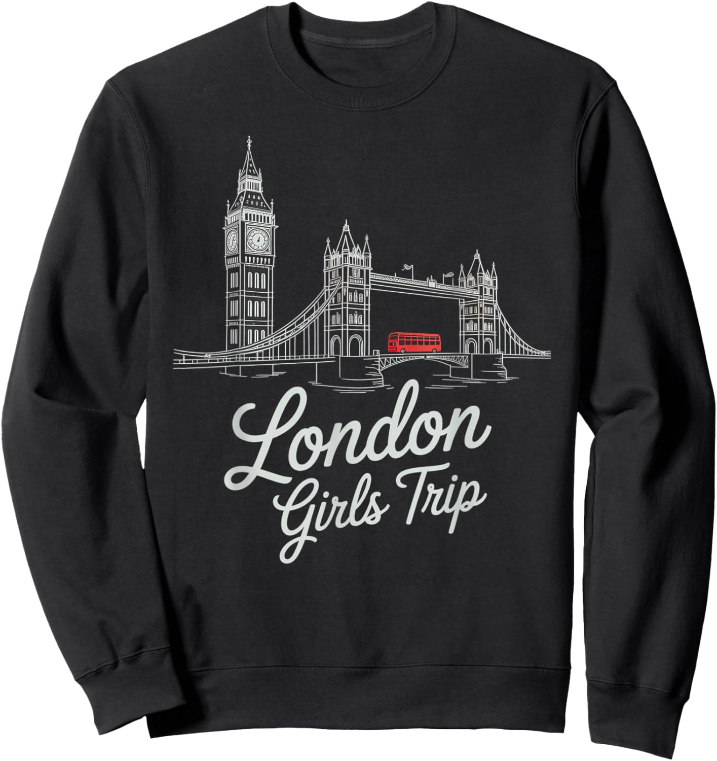 Vintage London Girls Trip Besties Moms BFF Queen UK Vacation Sweatshirt - Sweatshirt | Black