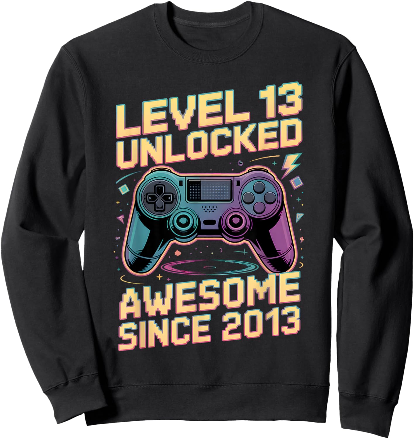 13th Birthday Boy Gift Level 13 Gamer 2013 13 Year Old Party Sweatshirt - Sweatshirt | Black