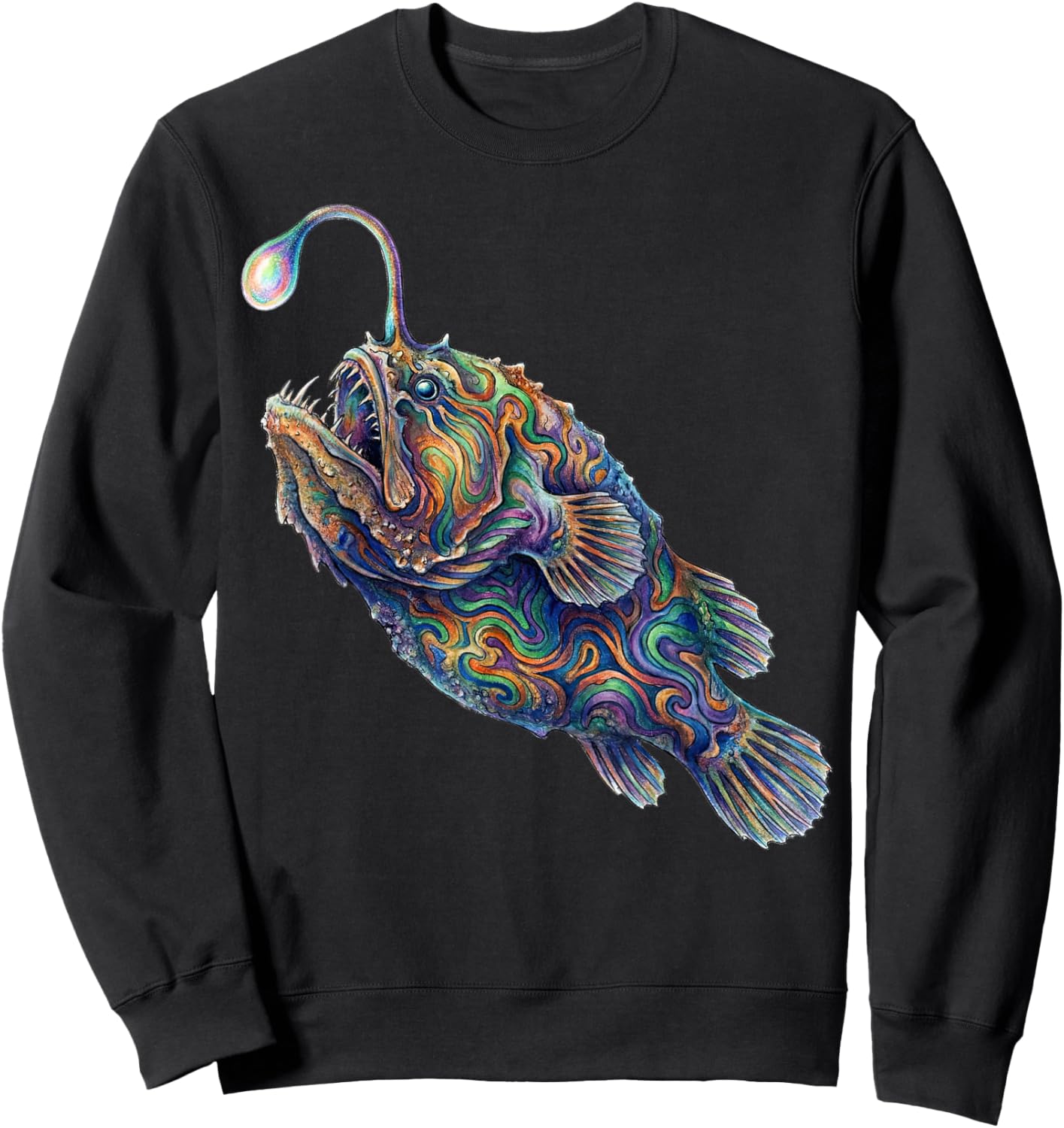 Anglerfish Abstract Ocean Art Marine Life Colorful Sweatshirt - Sweatshirt | Black