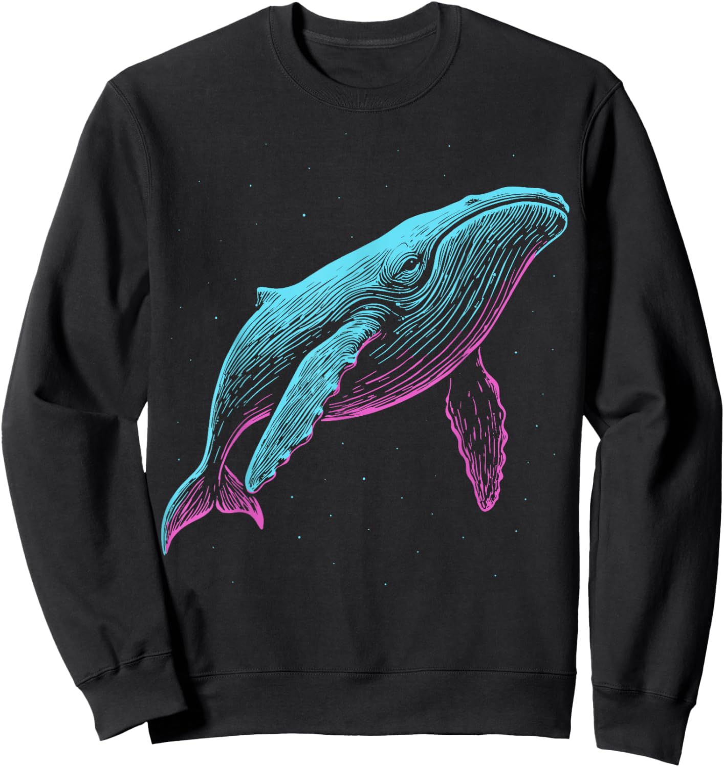 Blue Whale Illustration Colorful Sweatshirt - Sweatshirt | Black