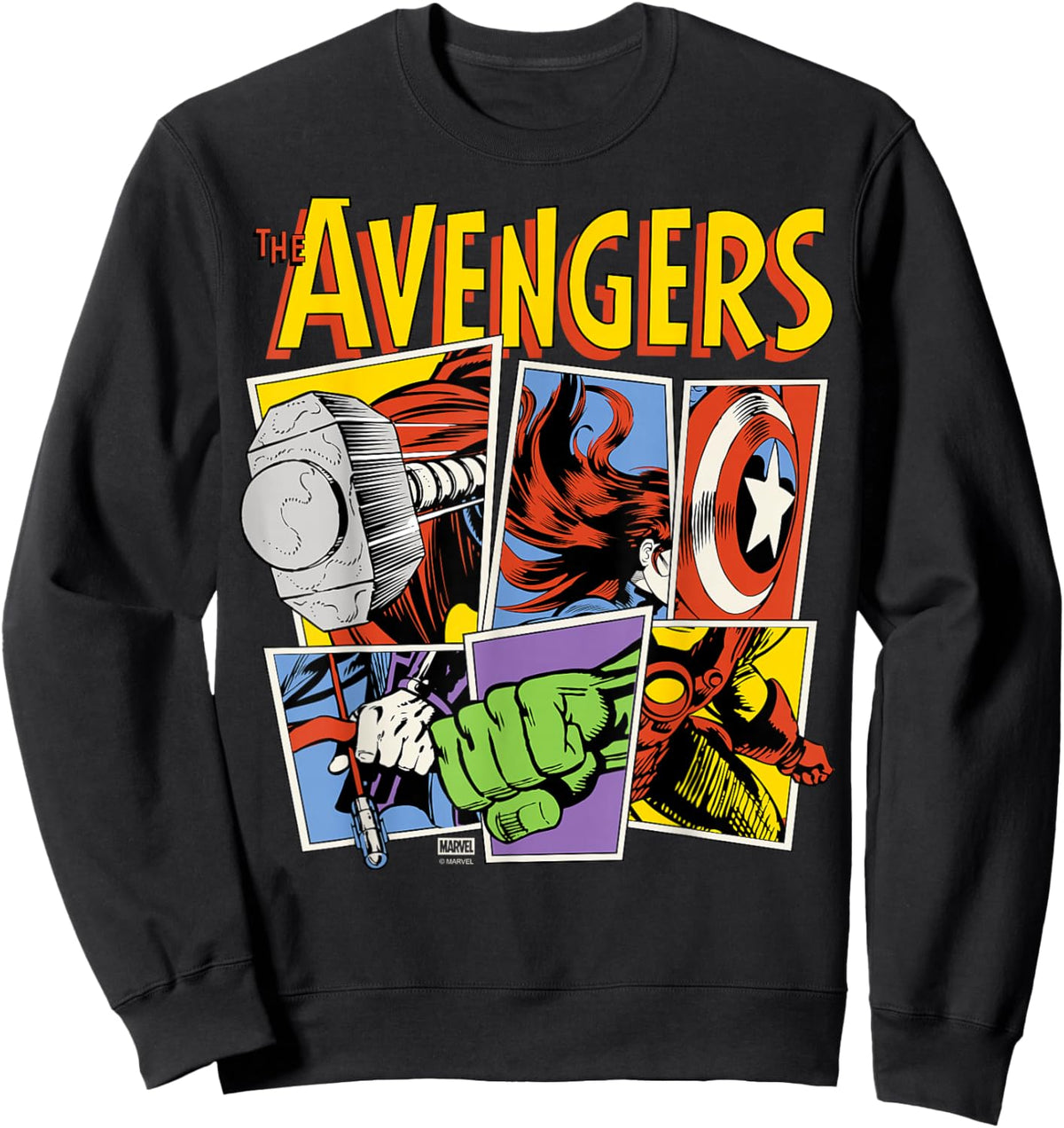 The Avengers - Retro Grid Sweatshirt - Sweatshirt | Black