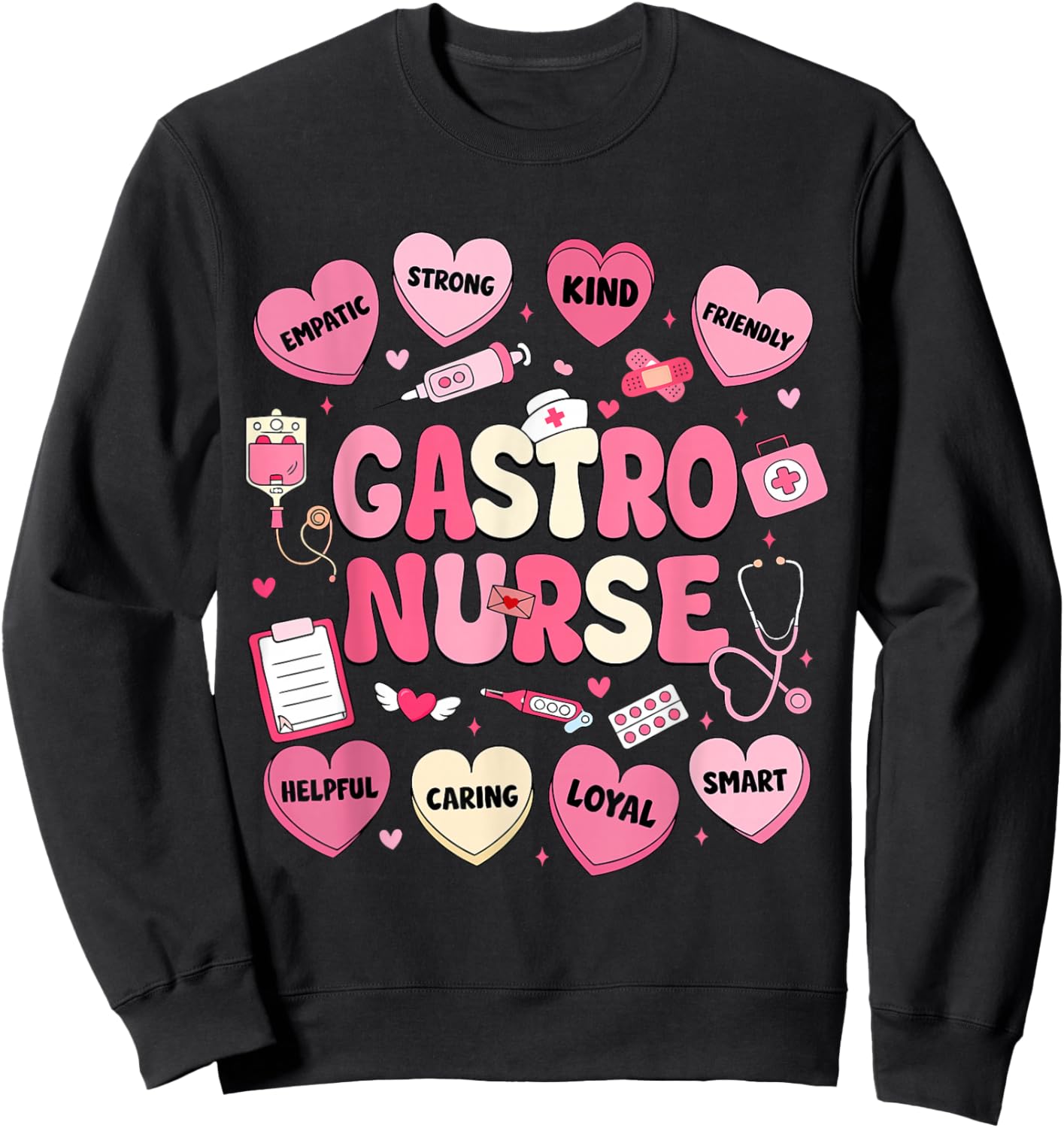 GI Nurse Valentine's Hearts Candy Gastroenterology Endo Tech Sweatshirt - Sweatshirt | Black