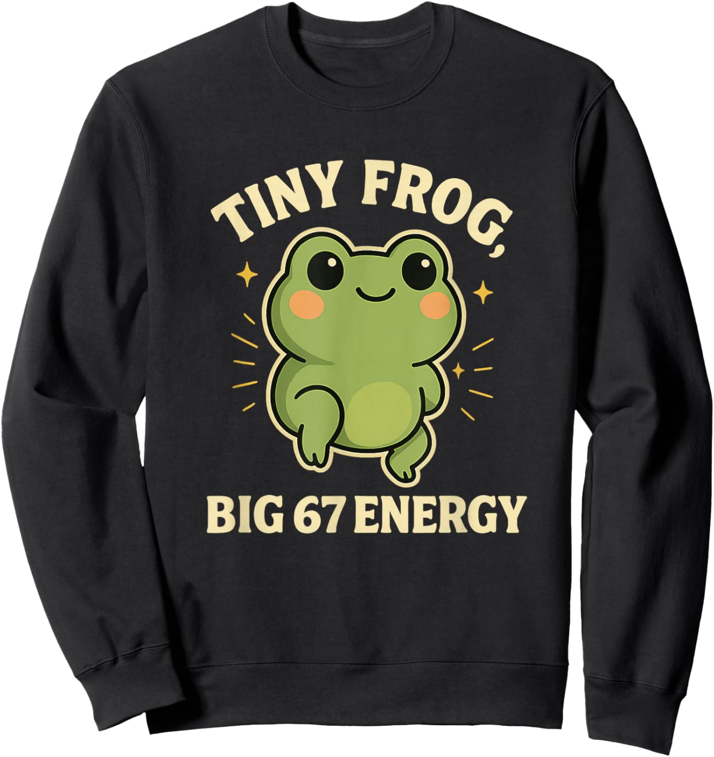 Funny Tiny Frog Big 67 Energy Cute 67 Frog Meme Sweatshirt - Sweatshirt | Black