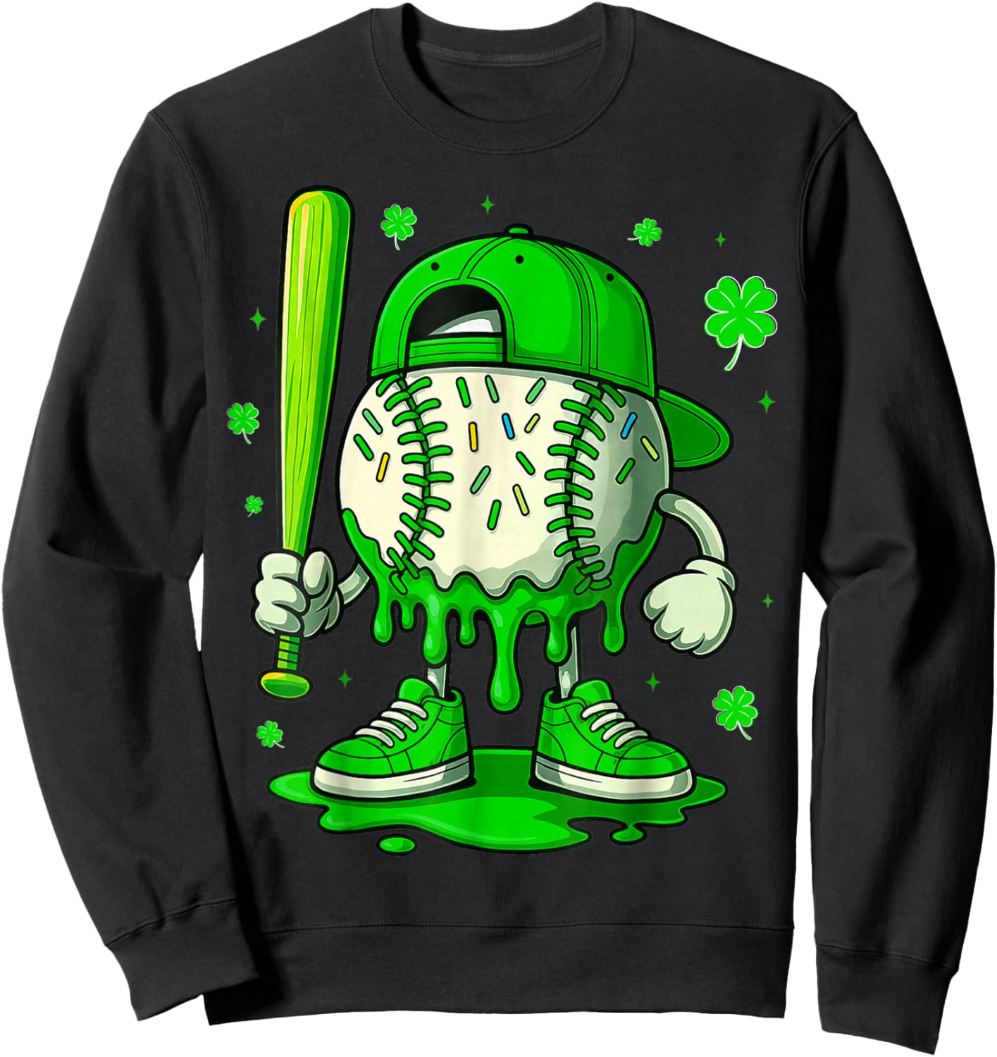 Baseball Drip Icecream Apparel Youth Boy St Patricks Day Sweatshirt - Sweatshirt | Black