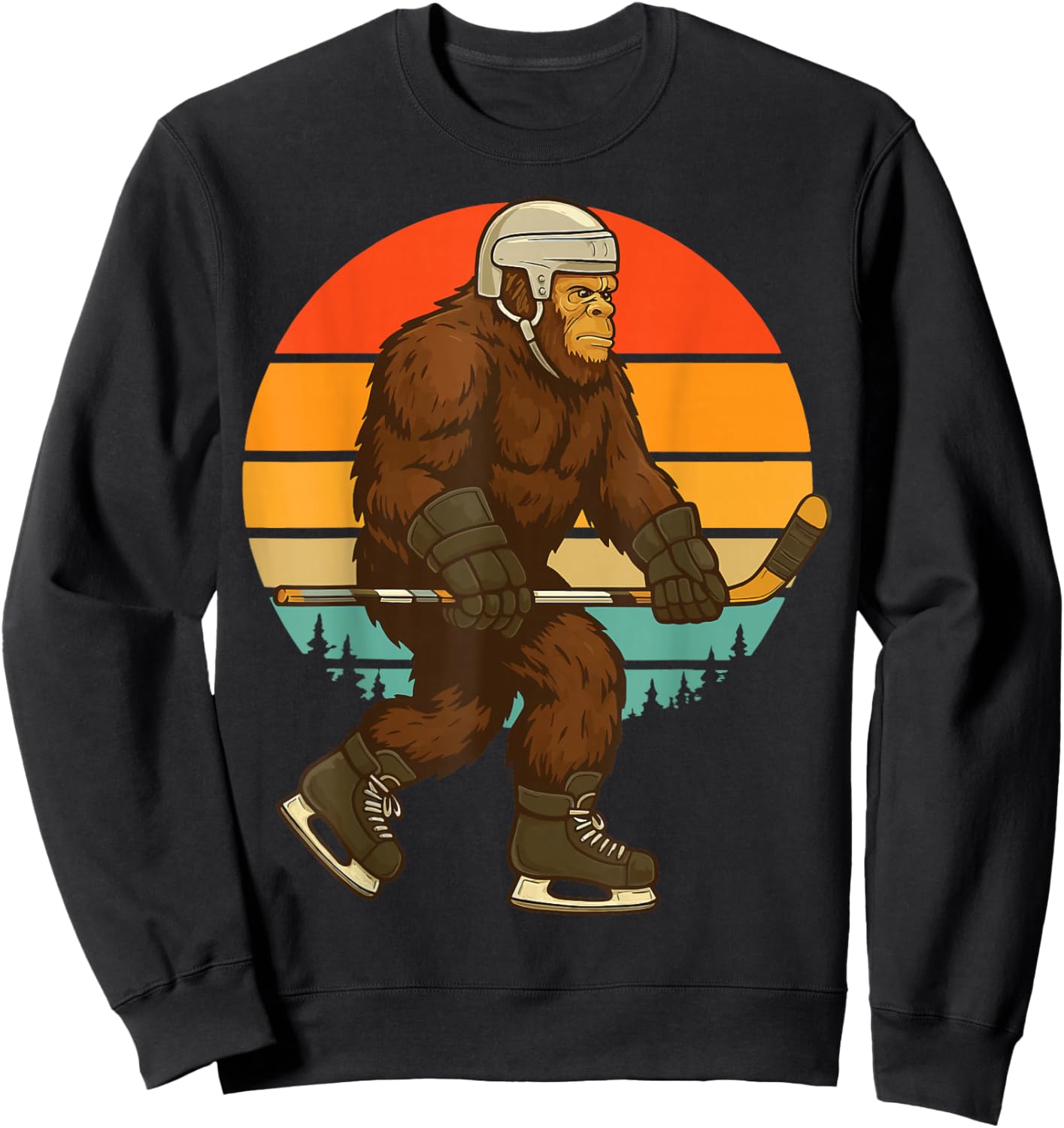 Bigfoot Ice Hockey Retro Sweatshirt - Sweatshirt | Black