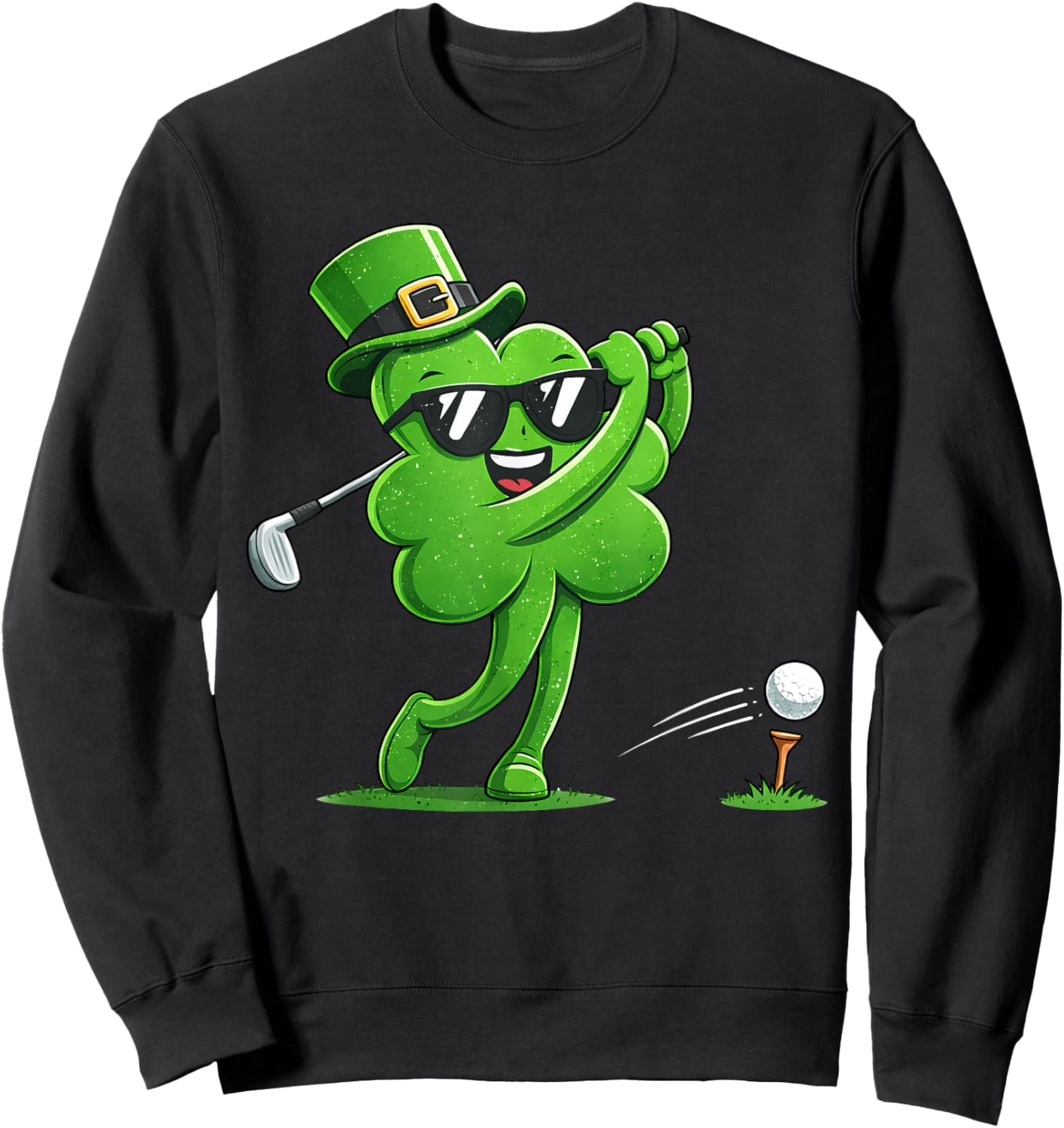 Golf St Patricks Day Boys Kids Men Sport Irish Shamrock Sweatshirt - Sweatshirt | Black