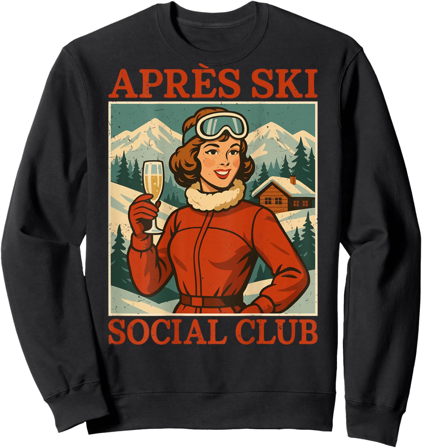 Apres Ski Social Club Retro Vintage Mountain Party Sweatshirt - Sweatshirt | Black