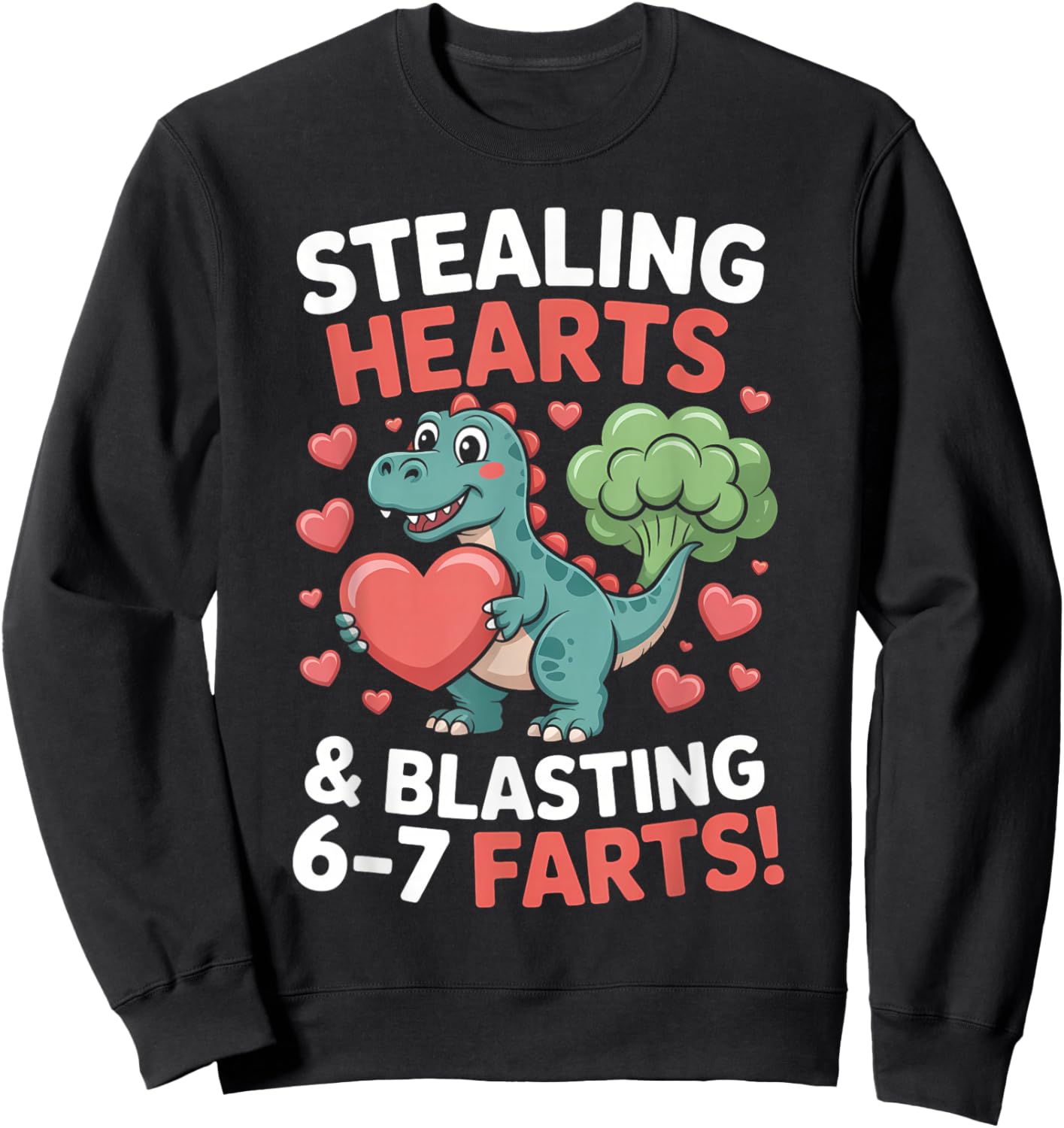67 Meme Stealing Hearts Dinosaur Valentine's Day Kids Boys Sweatshirt - Sweatshirt | Black