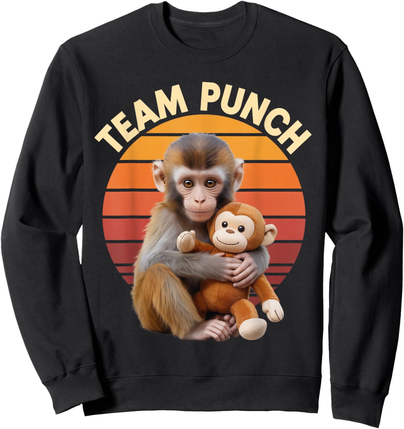 Team Punch Monkey Plush Retro Sun Sweatshirt - Sweatshirt | Black