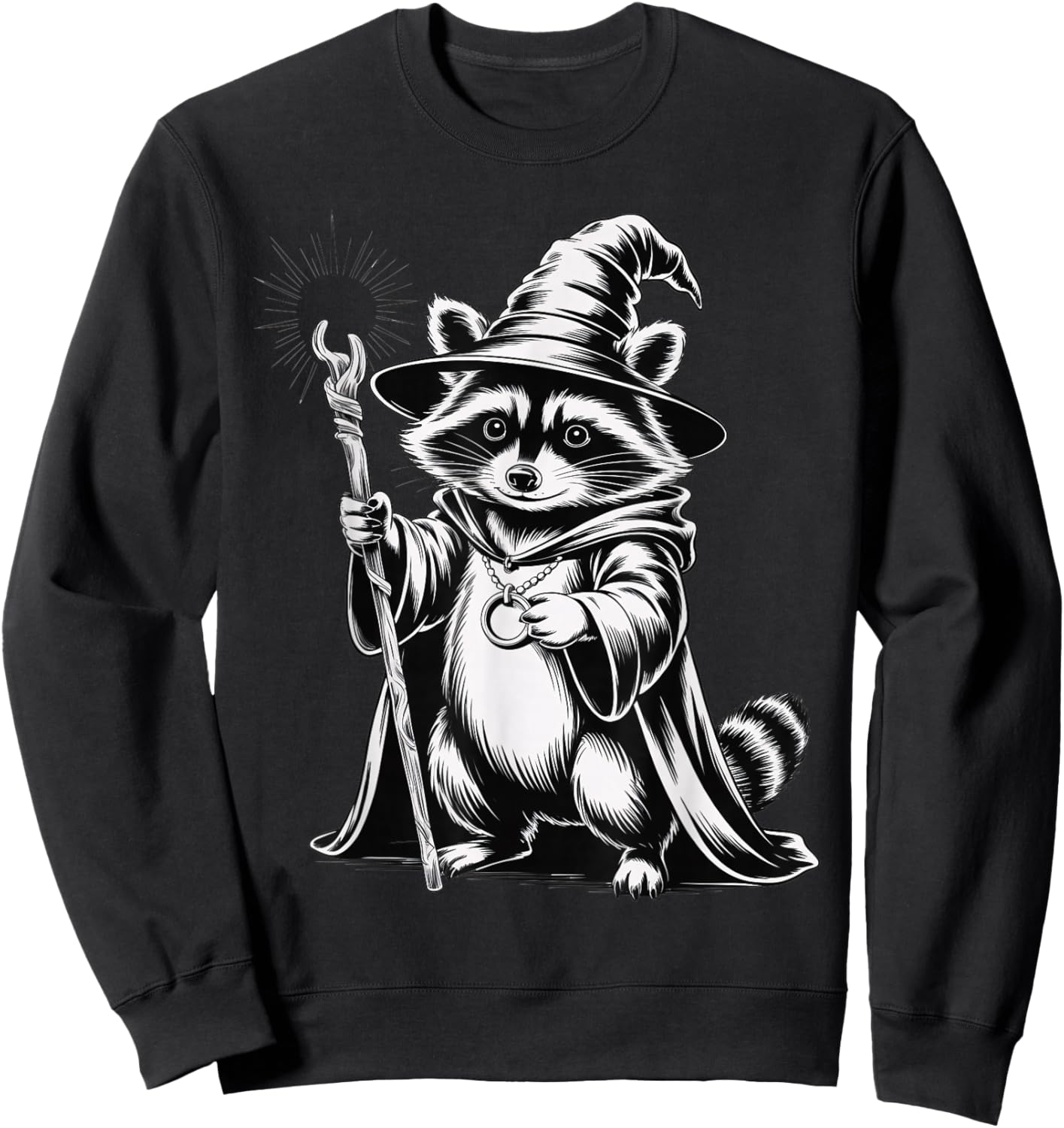 Funny Wizard Raccoon Sweatshirt - Sweatshirt | Black