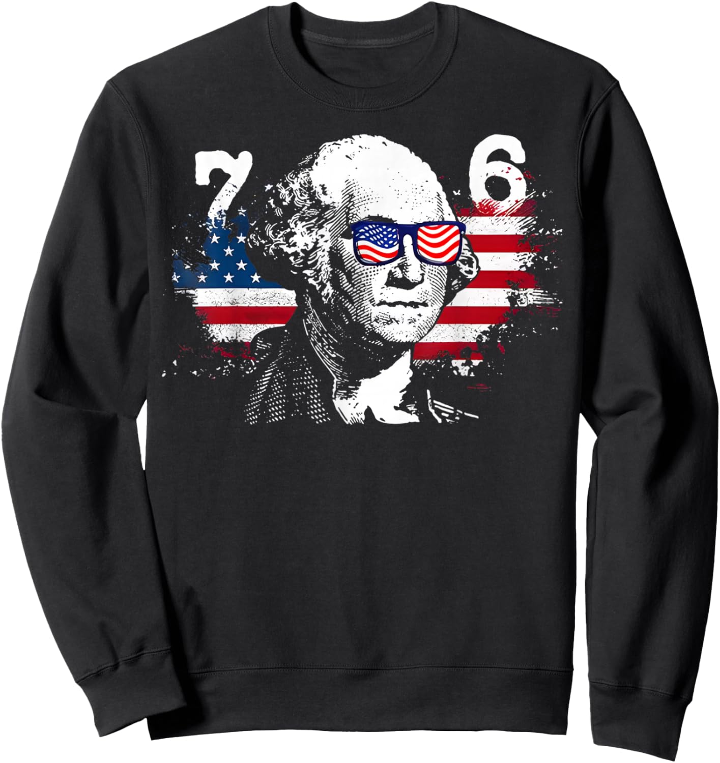 6-7 7-6 George Washington Shirt Six Seven Vintage USA Flag Sweatshirt - Sweatshirt | Black