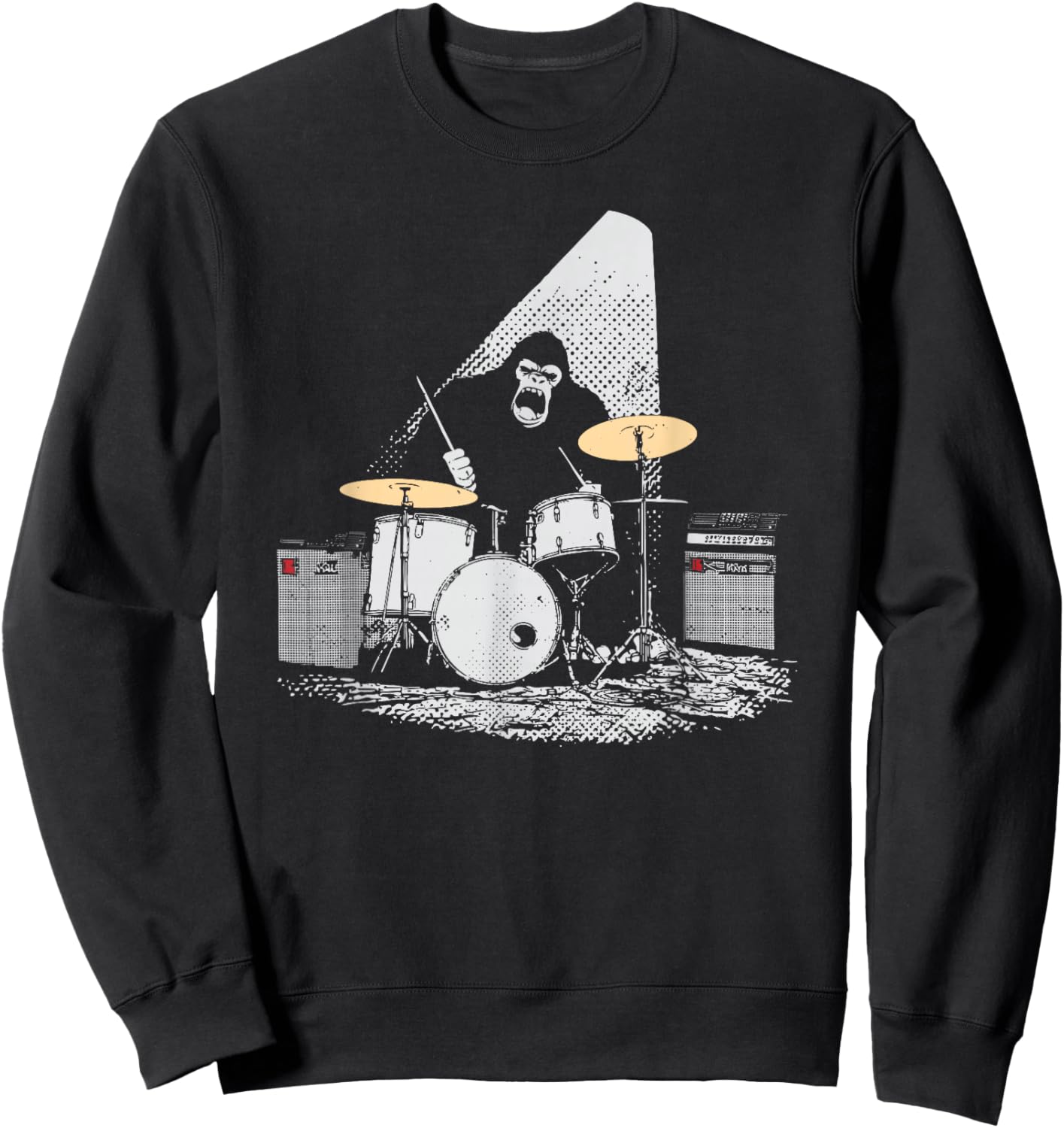 Bigfoot Drummer Retro Drums Sweatshirt - Sweatshirt | Black