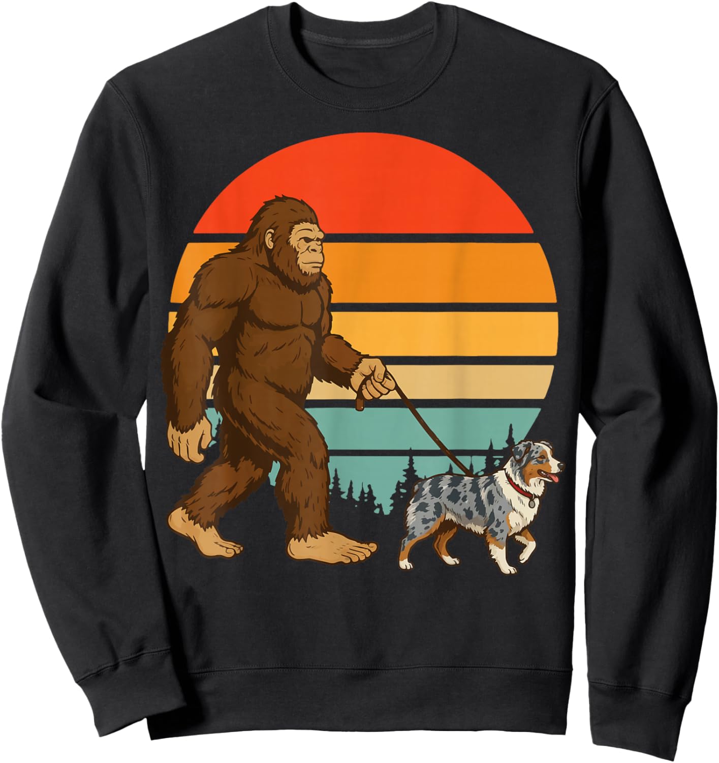 Bigfoot Australian Shepherd Retro Aussie Vintage Sweatshirt - Sweatshirt | Black