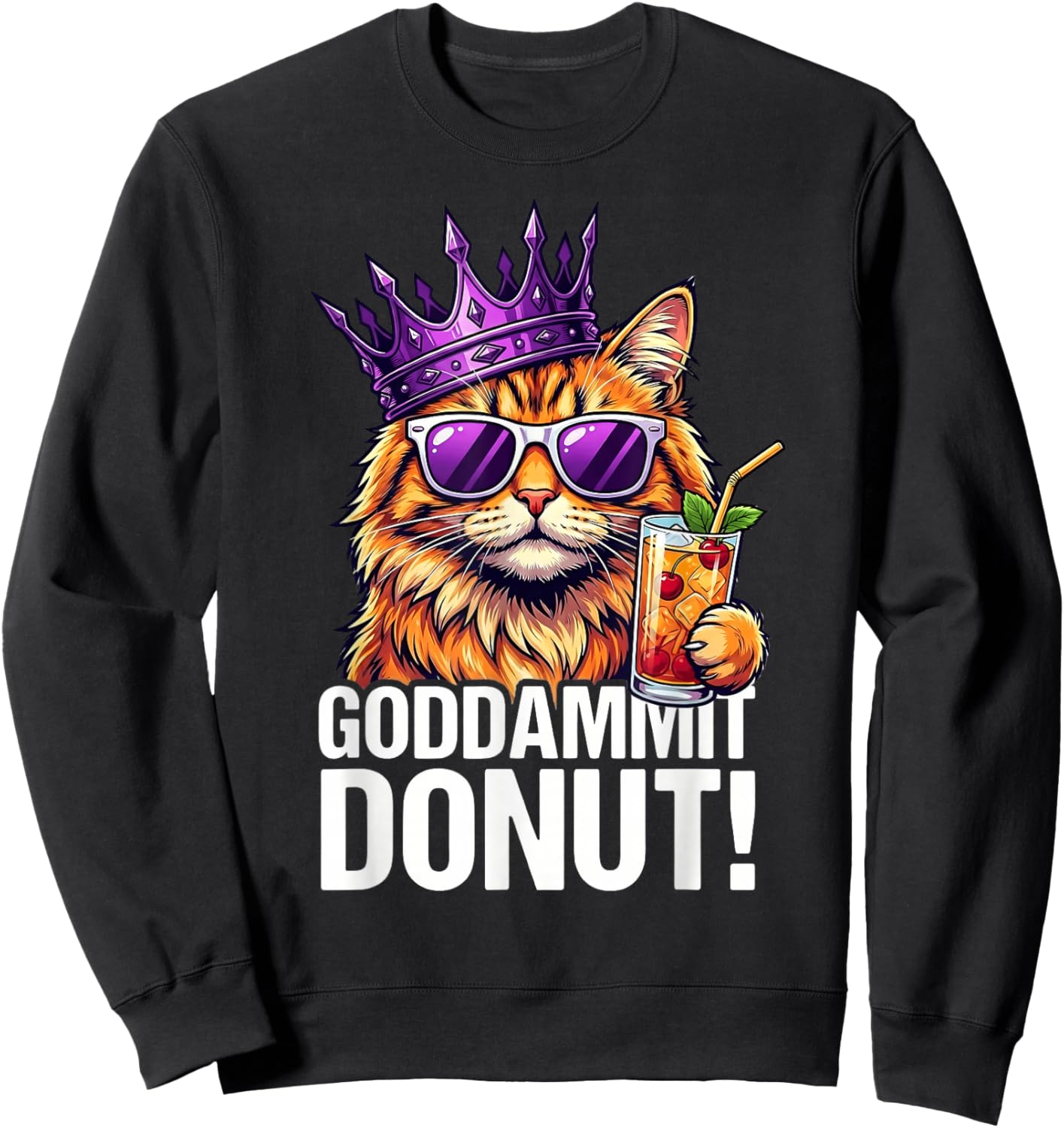 Donut Princess Cat Meme – Kawaii Funny Cartoon Style Sweatshirt - Sweatshirt | Black