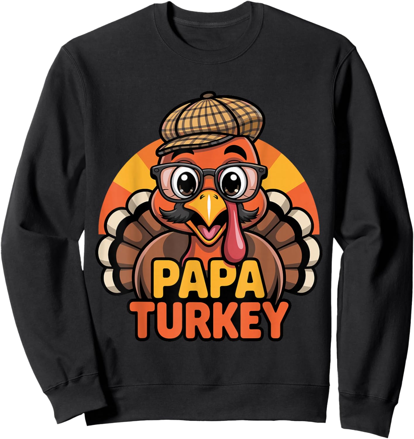 Funny Thanksgiving Papa Turkey Family Matching Men Sweatshirt - Sweatshirt | Black