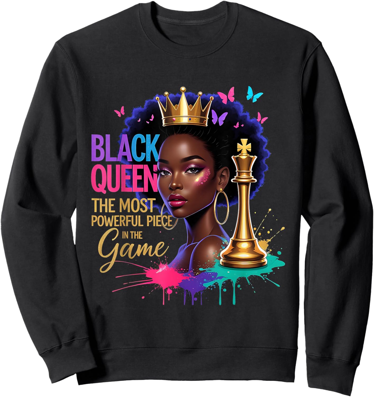 Melanin Queen Afro Girl Black Women African Sweatshirt - Sweatshirt | Black