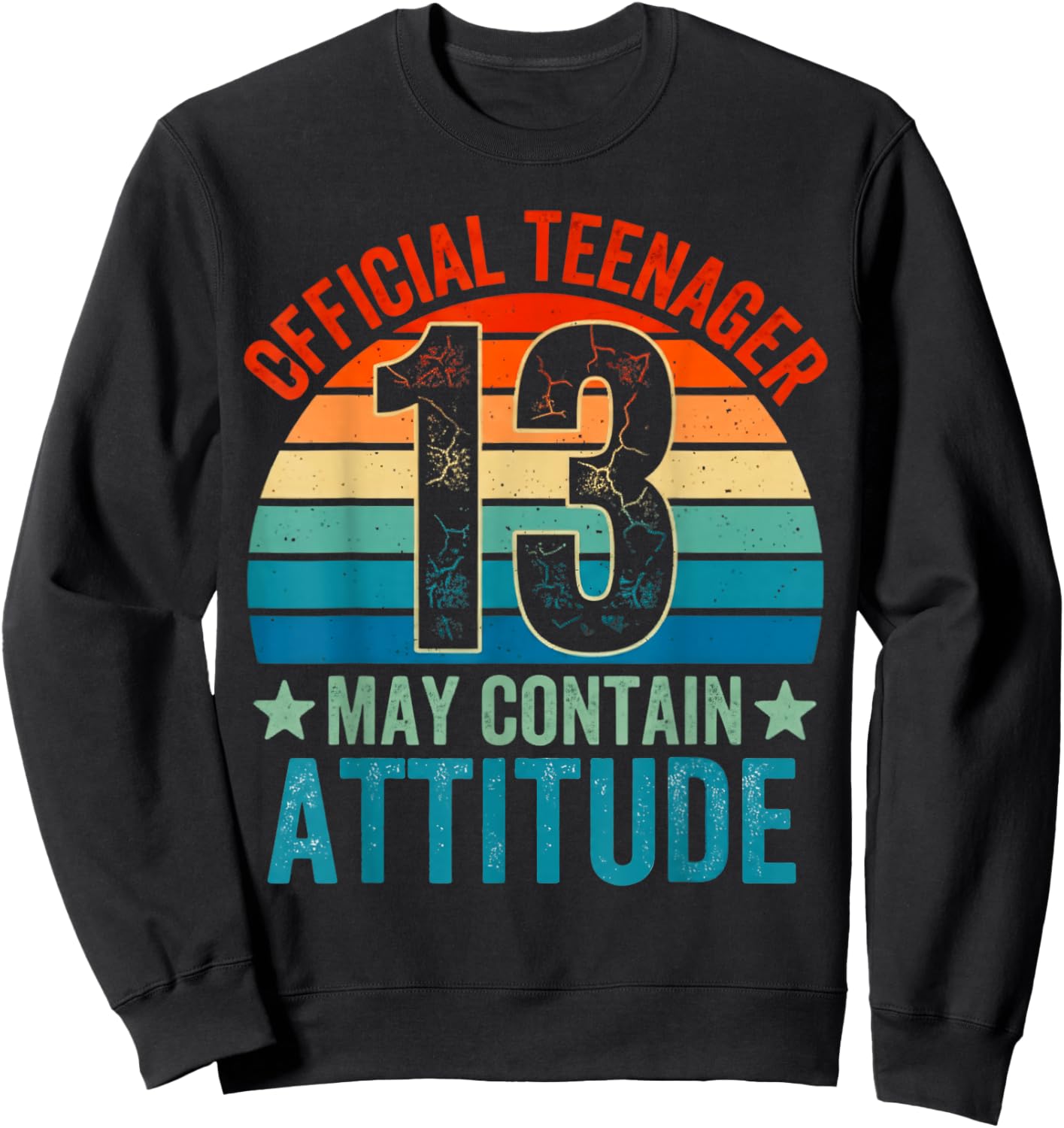 13th Birthday Boys Official Teenager Therteen Birthday Sweatshirt - Sweatshirt | Black