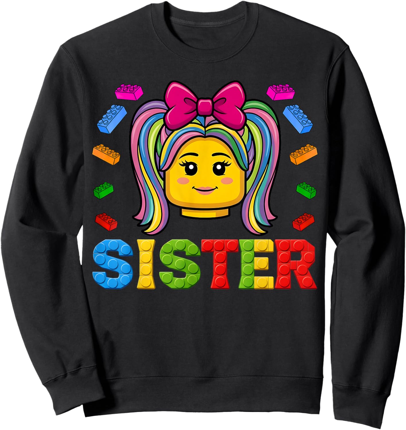 Sister Master Builder Building Bricks Blocks Family Matching Sweatshirt - Sweatshirt | Black